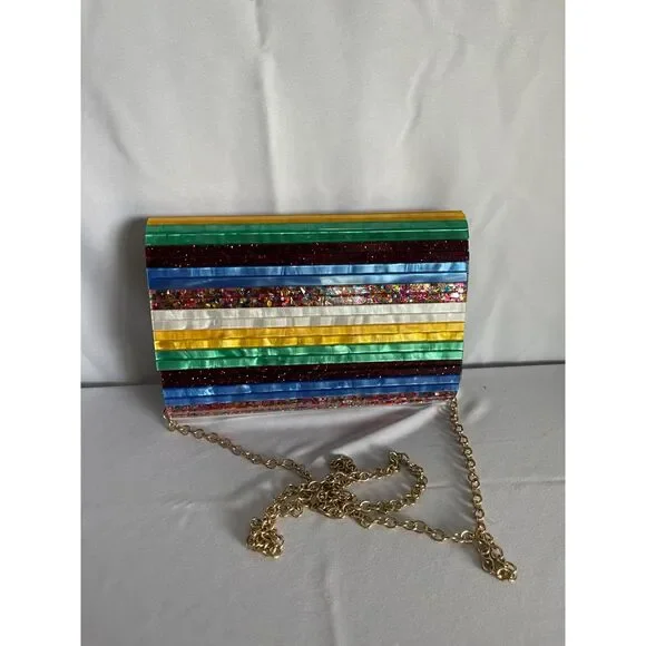 Kurt Geiger Multicolor Striped Clutch - Picture 2 of 11